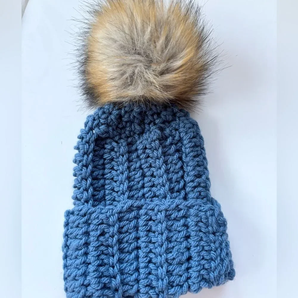 Set of 2 Crochet Baby Hats Blue